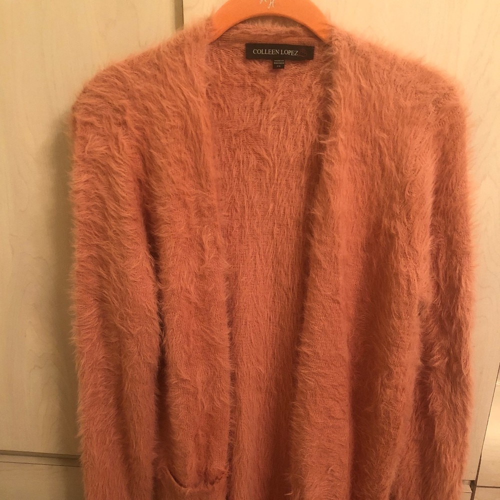 Sale! New Colleen Lopez Rose Fuzzy Cardigan w/ Pockets